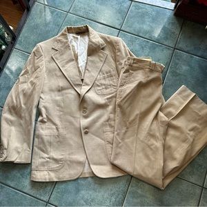VTG Stanley Park Beige Tan Brown Minimalist Business Pant Suit